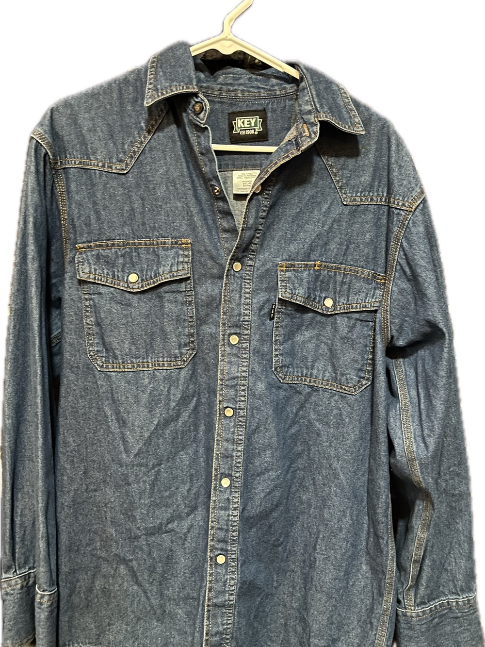 Key Western-Style Denim Shirt Jacket in Blue